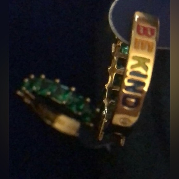 Kurt Geiger Huggie hoop earrings/Be kind in rainbow on back in dust bag NWT - Picture 8 of 14